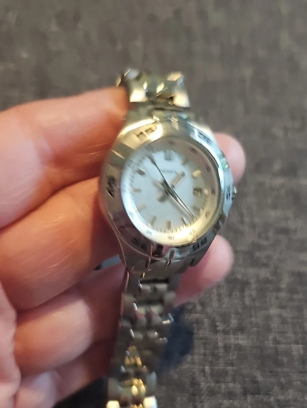 Fossil Silver Stainless Steel Watch Silver Dial Women Accessories Pt 5339